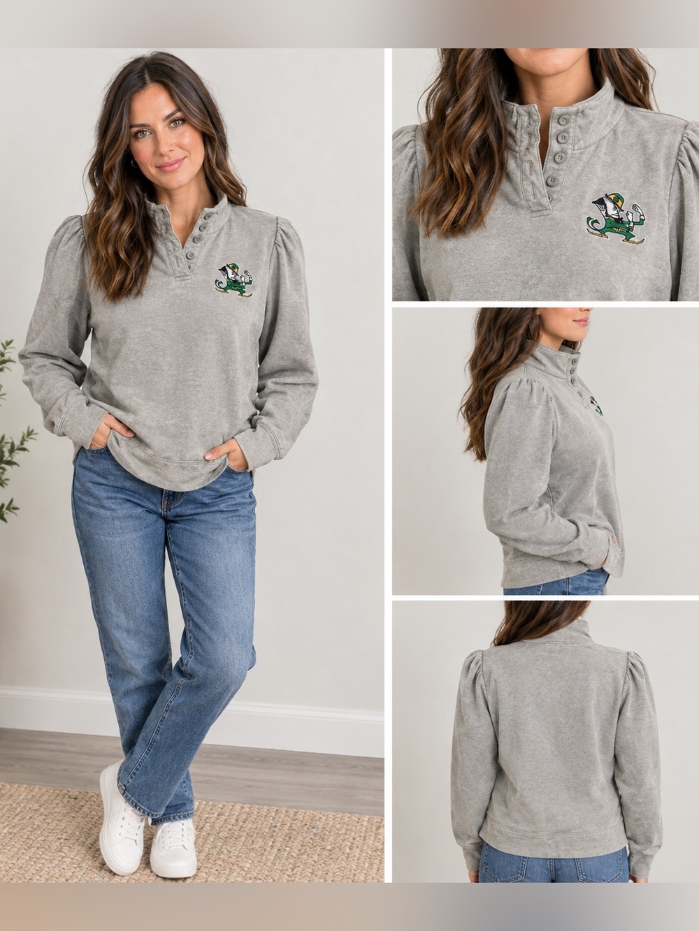 Liv Casual Gray Ladies Pullover Notre Dame
